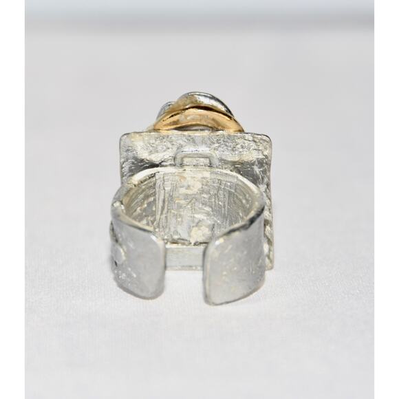 J Jansen Brutalist Gold and Silver Statement Ring Size 7 RARE!!! - Picture 6 of 7